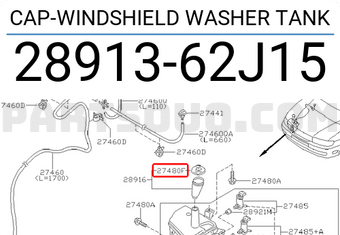 Nissan 2891362J15 CAP-WINDSHIELD WASHER TANK