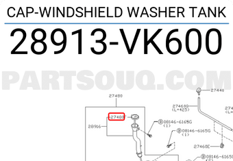 Nissan 28913VK600 CAP-WINDSHIELD WASHER TANK