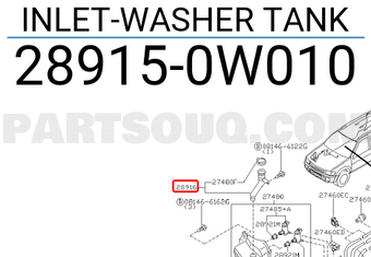 Nissan 289150W010 INLET-WASHER TANK