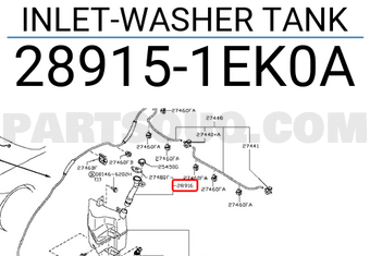 Nissan 289151EK0A INLET-WASHER TANK