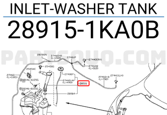 Nissan 289151KA0B INLET-WASHER TANK