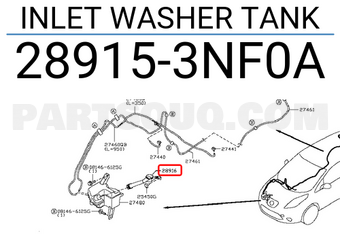 Nissan 289153NF0A INLET WASHER TANK