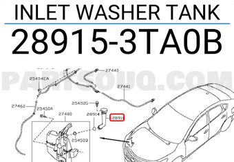 Nissan 289153TA0B INLET WASHER TANK