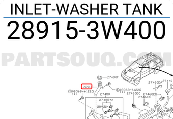 Nissan 289153W400 INLET-WASHER TANK