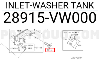 Nissan 28915VW000 INLET-WASHER TANK