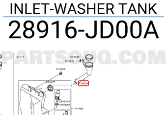 Nissan 28916JD00A INLET-WASHER TANK