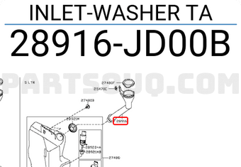 Nissan 28916JD00B INLET-WASHER TA