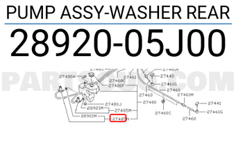 Nissan 2892005J00 PUMP ASSY-WASHER REAR