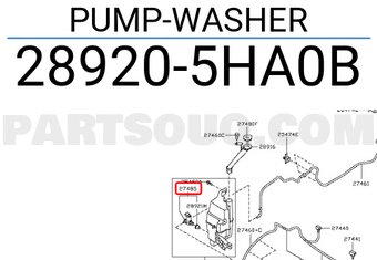 Nissan 289205HA0B PUMP-WASHER