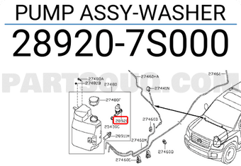Nissan 289207S000 PUMP ASSY-WASHER
