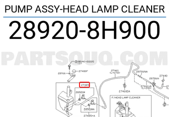 Nissan 289208H900 PUMP ASSY-HEAD LAMP CLEANER