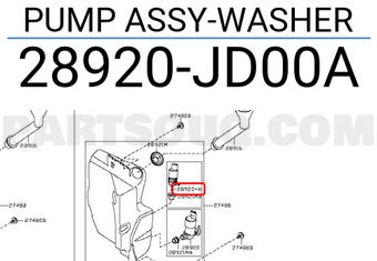 Nissan 28920JD00A PUMP ASSY-WASHER