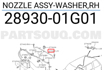 Nissan 2893001G01 NOZZLE ASSY-WASHER,RH
