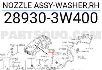 Nissan 289303W400 NOZZLE ASSY-WASHER,RH