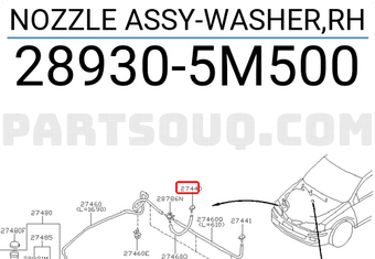 Nissan 289305M500 NOZZLE ASSY-WASHER,RH