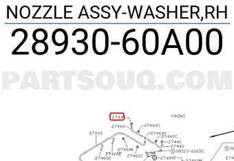 Nissan 2893060A00 NOZZLE ASSY-WASHER,RH
