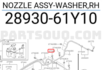 Nissan 2893061Y10 NOZZLE ASSY-WASHER,RH