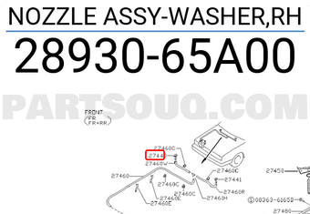 Nissan 2893065A00 NOZZLE ASSY-WASHER,RH