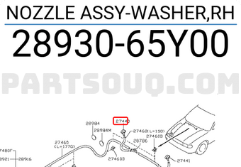 Nissan 2893065Y00 NOZZLE ASSY-WASHER,RH