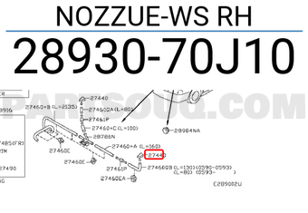 Nissan 2893070J10 NOZZUE-WS RH