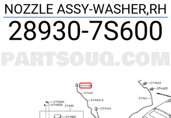 Nissan 289307S600 NOZZLE ASSY-WASHER,RH