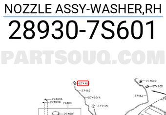 Nissan 289307S601 NOZZLE ASSY-WASHER,RH
