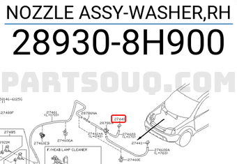 Nissan 289308H900 NOZZLE ASSY-WASHER,RH