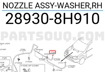 Nissan 289308H910 NOZZLE ASSY-WASHER,RH