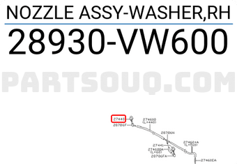 Nissan 28930VW600 NOZZLE ASSY-WASHER,RH