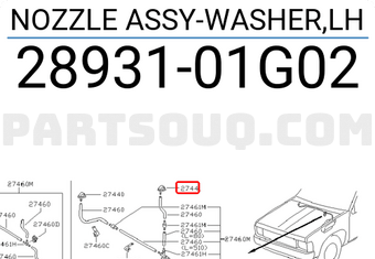 Nissan 2893101G02 NOZZLE ASSY-WASHER,LH