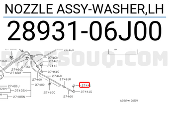 Nissan 2893106J00 NOZZLE ASSY-WASHER,LH