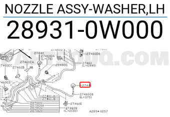Nissan 289310W000 NOZZLE ASSY-WASHER,LH