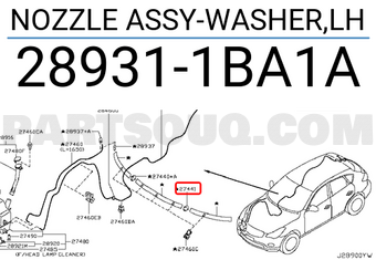 Nissan 289311BA1A NOZZLE ASSY-WASHER,LH