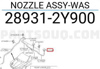 Nissan 289312Y900 NOZZLE ASSY-WAS