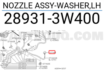 Nissan 289313W400 NOZZLE ASSY-WASHER,LH