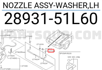 Nissan 2893151L60 NOZZLE ASSY-WASHER,LH