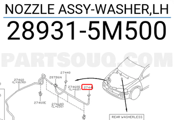 Nissan 289315M500 NOZZLE ASSY-WASHER,LH