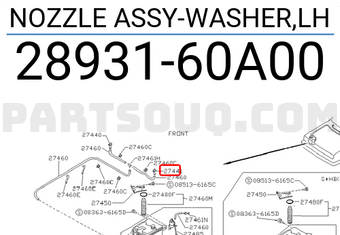 Nissan 2893160A00 NOZZLE ASSY-WASHER,LH