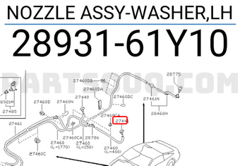Nissan 2893161Y10 NOZZLE ASSY-WASHER,LH