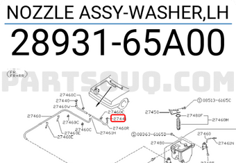 Nissan 2893165A00 NOZZLE ASSY-WASHER,LH