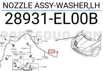 Nissan 28931EL00B NOZZLE ASSY-WASHER,LH