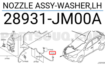 Nissan 28931JM00A NOZZLE ASSY-WASHER,LH