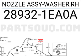 Nissan 289321EA0A NOZZLE ASSY-WASHER,RH