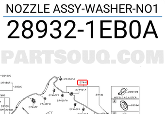 Nissan 289321EB0A NOZZLE ASSY-WASHER-NO1