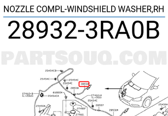 Nissan 289323RA0B NOZZLE COMPL-WINDSHIELD WASHER,RH