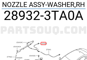 Nissan 289323TA0A NOZZLE ASSY-WASHER,RH