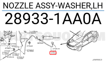 Nissan 289331AA0A NOZZLE ASSY-WASHER,LH