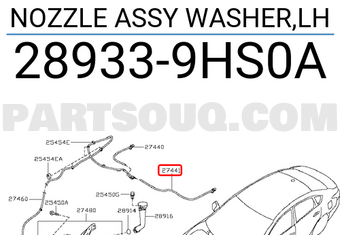 Nissan 289339HS0A NOZZLE ASSY WASHER,LH