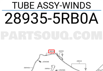Nissan 289355RB0A TUBE ASSY-WINDS