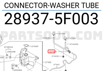 Nissan 289375F003 CONNECTOR-WASHER TUBE
